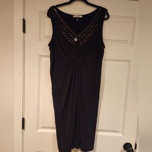 Kasper black formal Beaded sleeveless dress XL